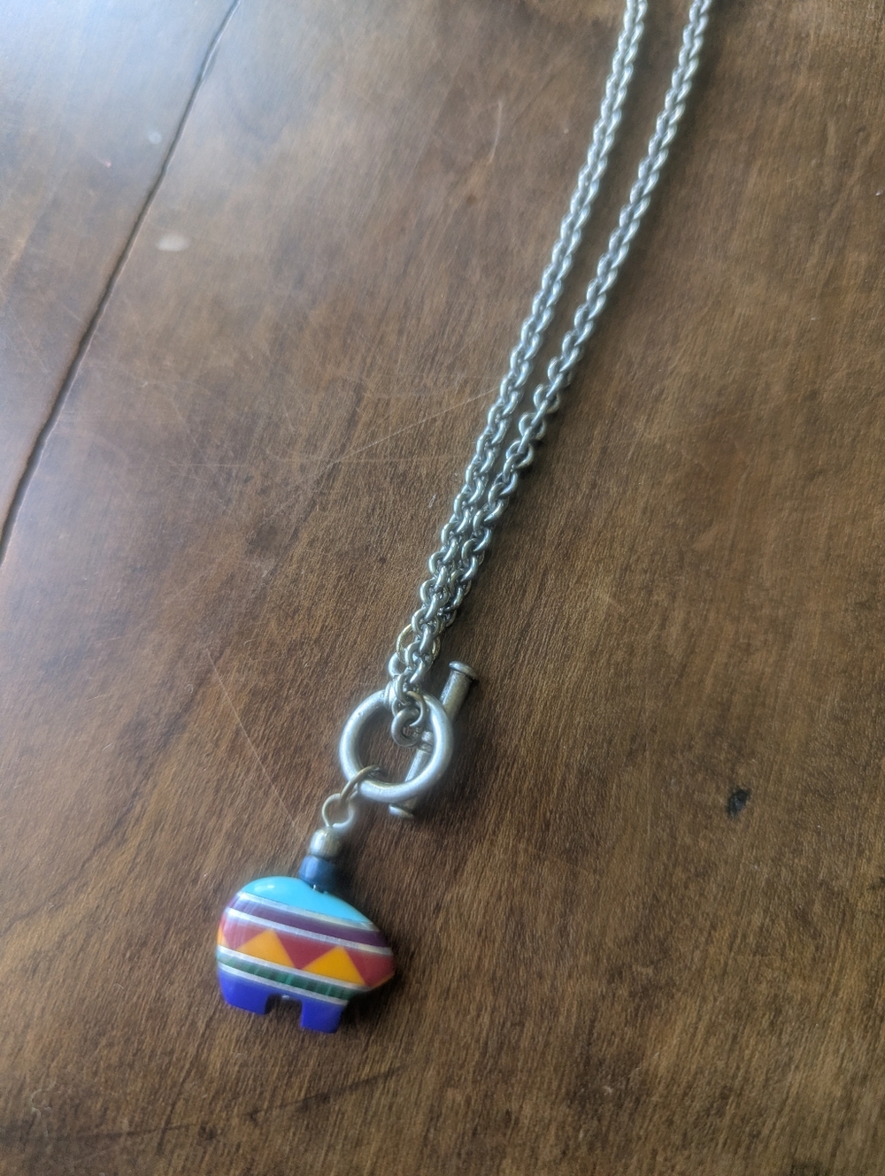 Native American Zuni Southwest Spirit Bear Necklace Sterling Silver Turquoise